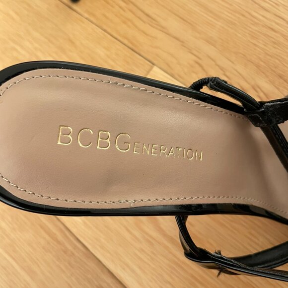 BCBGeneration Ladies Strappy Heels, Black Patent Leather, Size 8 - Picture 5 of 7